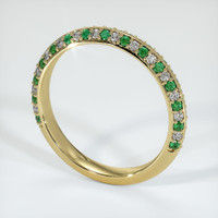 18K Yellow Gold Emerald and Diamond Prong Wedding Band Image