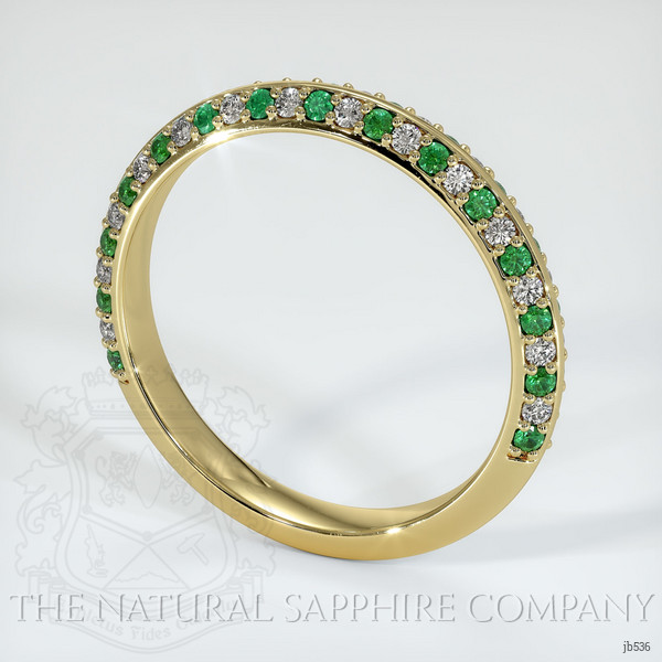 18K Yellow Gold Emerald and Diamond Prong Wedding Band