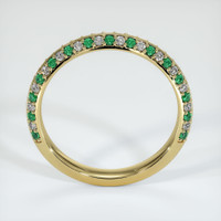18K Yellow Gold Emerald and Diamond Prong Wedding Band Image