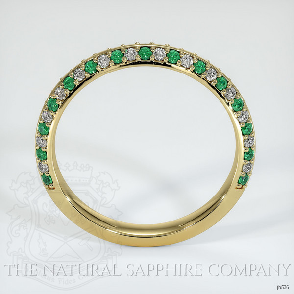 18K Yellow Gold Emerald and Diamond Prong Wedding Band