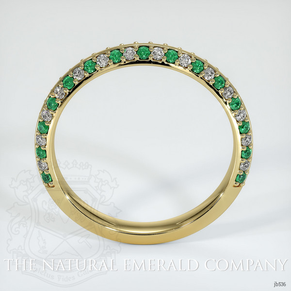 18K Yellow Gold Emerald and Diamond Prong Wedding Band