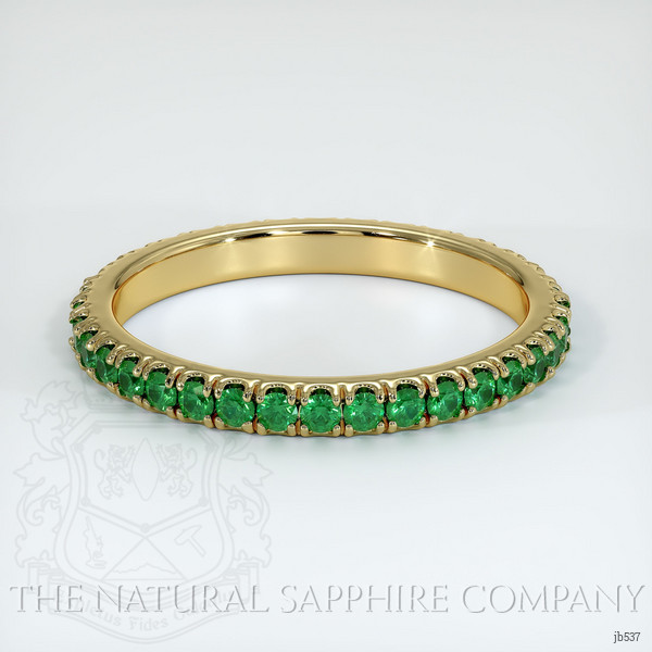 18K Yellow Gold Emerald Eternity Wedding Band