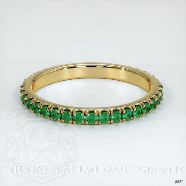 18K Yellow Gold Emerald Eternity Wedding Band