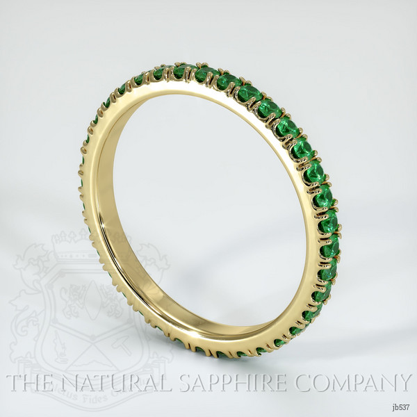 18K Yellow Gold Emerald Eternity Wedding Band
