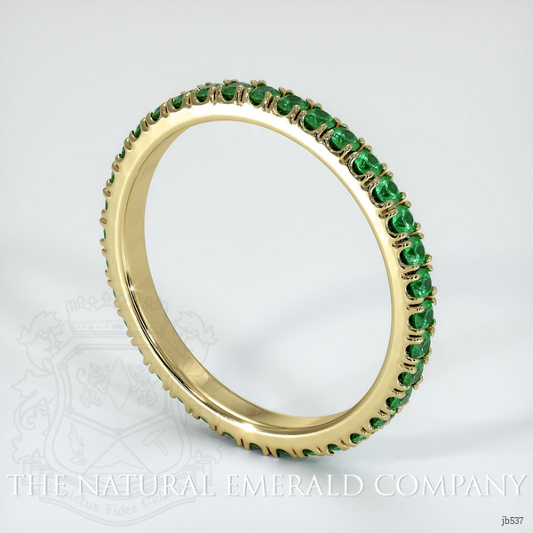 18K Yellow Gold Emerald Eternity Wedding Band