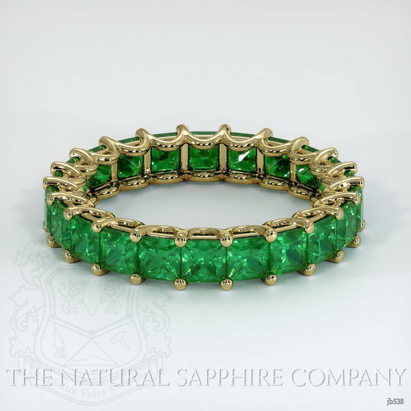 18K Yellow Gold Emerald Eternity Wedding Band