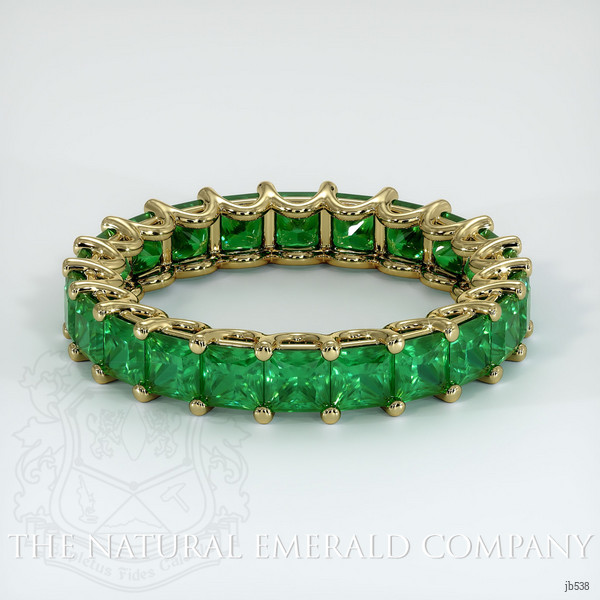 18K Yellow Gold Emerald Eternity Wedding Band