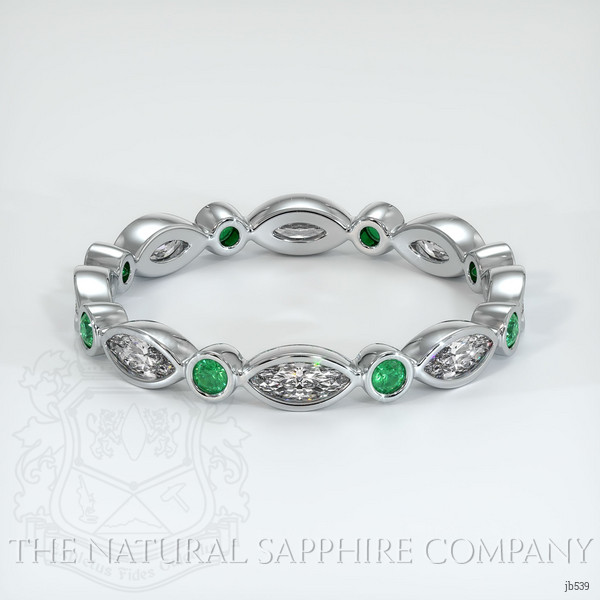Platinum 950 Emerald and Diamond Eternity Wedding Band