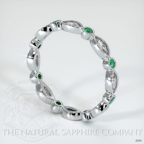 Platinum 950 Emerald and Diamond Eternity Wedding Band