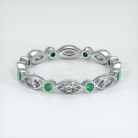18K White Gold Emerald and Diamond Eternity Wedding Band Video