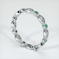 18K White Gold Emerald and Diamond Eternity Wedding Band Image