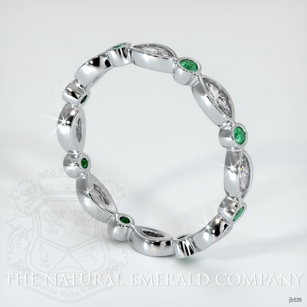 18K White Gold Emerald and Diamond Eternity Wedding Band