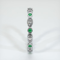 18K White Gold Emerald and Diamond Eternity Wedding Band Image