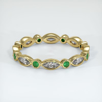 18K Yellow Gold Emerald and Diamond Eternity Wedding Band Video
