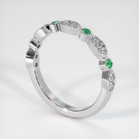 18K White Gold Emerald and Diamond Prong Wedding Band Image