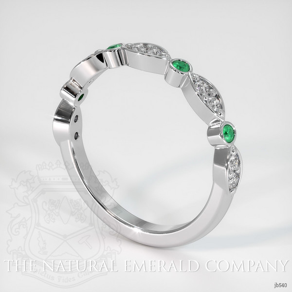 18K White Gold Emerald and Diamond Prong Wedding Band