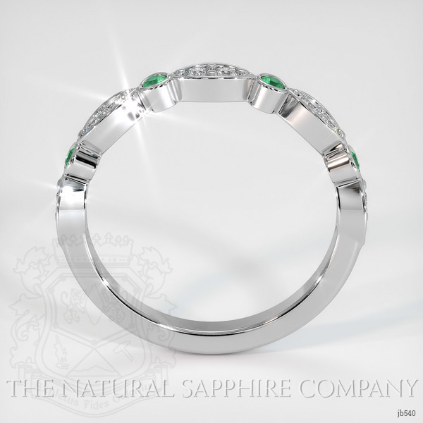 18K White Gold Emerald and Diamond Prong Wedding Band