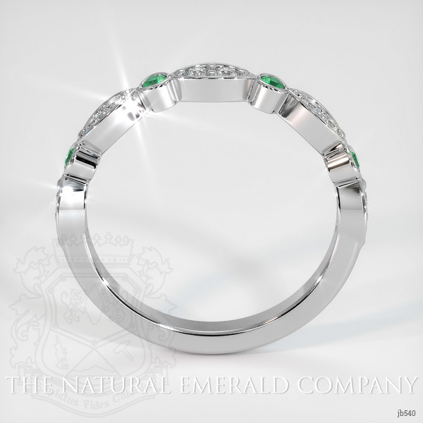 18K White Gold Emerald and Diamond Prong Wedding Band