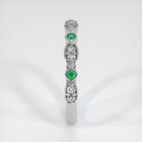 18K White Gold Emerald and Diamond Antique Style Wedding Band Image