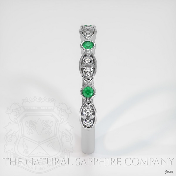 18K White Gold Emerald and Diamond Prong Wedding Band
