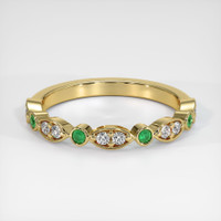 18K Yellow Gold Emerald and Diamond Prong Wedding Band Video
