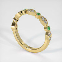18K Yellow Gold Emerald and Diamond Prong Wedding Band Image