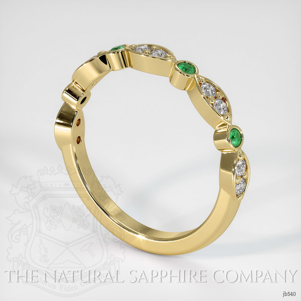 18K Yellow Gold Emerald and Diamond Prong Wedding Band