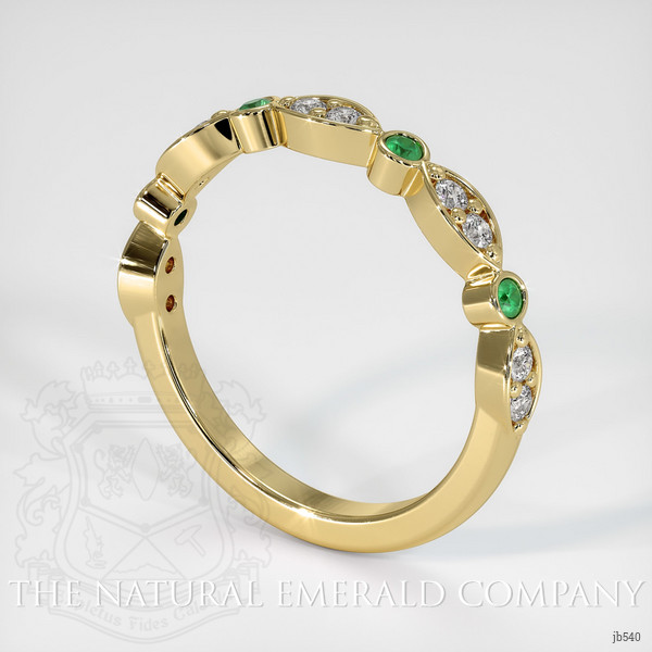 18K Yellow Gold Emerald and Diamond Prong Wedding Band