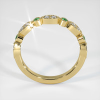 18K Yellow Gold Emerald and Diamond Prong Wedding Band Image