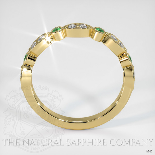 18K Yellow Gold Emerald and Diamond Antique Style Wedding Band