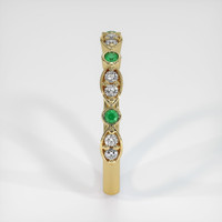 18K Yellow Gold Emerald and Diamond Antique Style Wedding Band Image