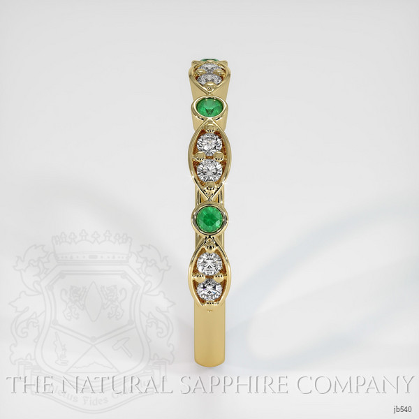 18K Yellow Gold Emerald and Diamond Antique Style Wedding Band