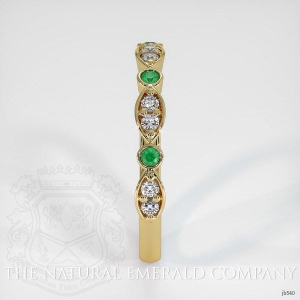 18K Yellow Gold Emerald and Diamond Prong Wedding Band