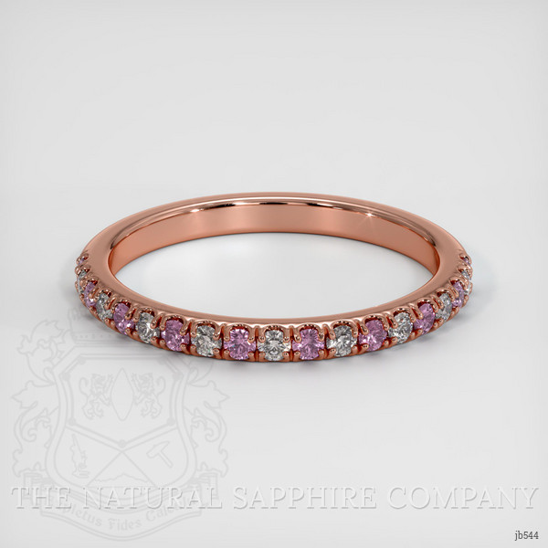 14K Rose Gold Pink Sapphire and Diamond Pave Wedding Band