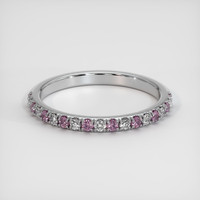 14K White Gold Pink Sapphire and Diamond Pave Wedding Band Video
