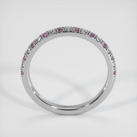 14K White Gold Pink Sapphire and Diamond Pave Wedding Band Image