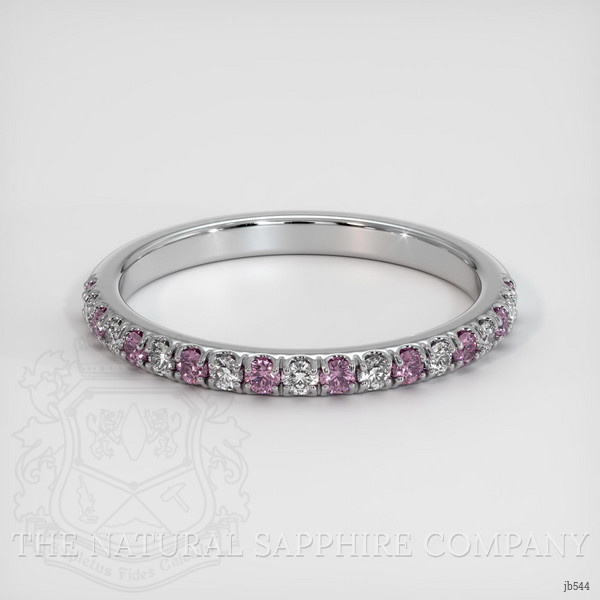 18K White Gold Pink Sapphire and Diamond Pave Wedding Band