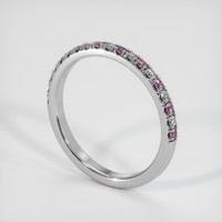 18K White Gold Pink Sapphire and Diamond Pave Wedding Band Image