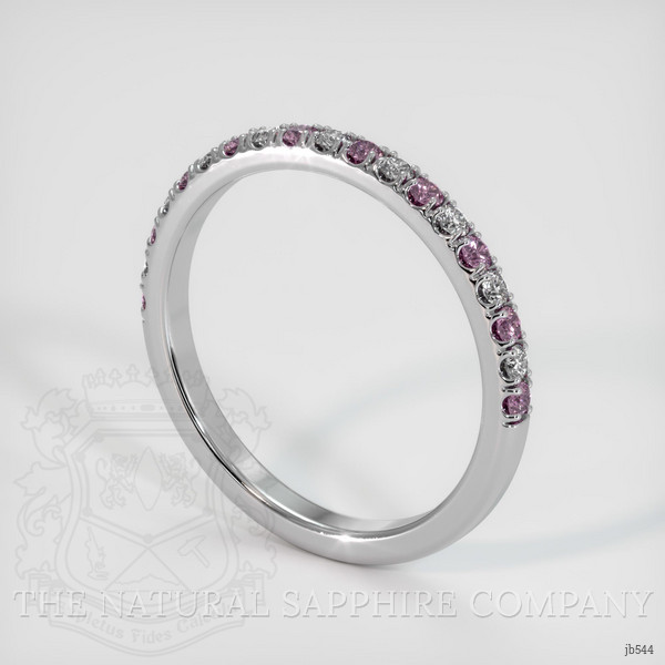 18K White Gold Pink Sapphire and Diamond Pave Wedding Band