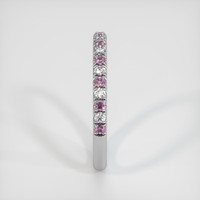 18K White Gold Pink Sapphire and Diamond Pave Wedding Band Image