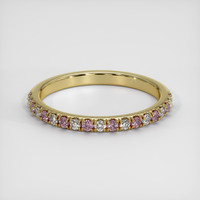 14K Yellow Gold Pink Sapphire and Diamond Pave Wedding Band Video