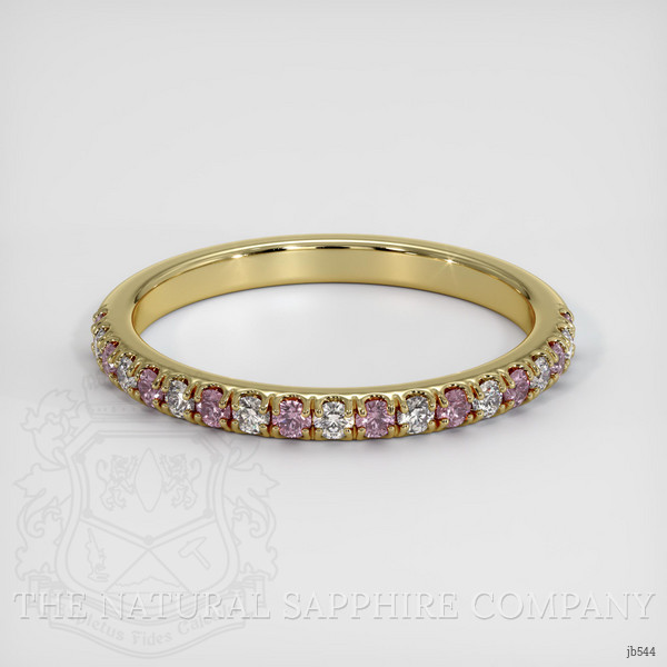14K Yellow Gold Pink Sapphire and Diamond Pave Wedding Band