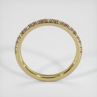 14K Yellow Gold Pink Sapphire and Diamond Pave Wedding Band Image
