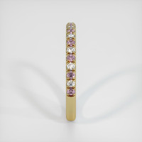 14K Yellow Gold Pink Sapphire and Diamond Pave Wedding Band Image