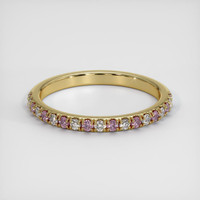 18K Yellow Gold Pink Sapphire and Diamond Pave Wedding Band Video