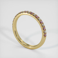 18K Yellow Gold Pink Sapphire and Diamond Pave Wedding Band Image