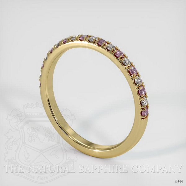 18K Yellow Gold Pink Sapphire and Diamond Pave Wedding Band