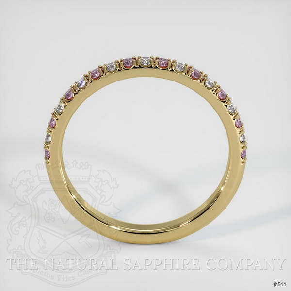 18K Yellow Gold Pink Sapphire and Diamond Pave Wedding Band