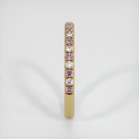 18K Yellow Gold Pink Sapphire and Diamond Pave Wedding Band Image
