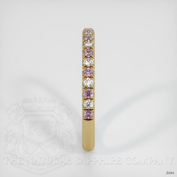 18K Yellow Gold Pink Sapphire and Diamond Pave Wedding Band